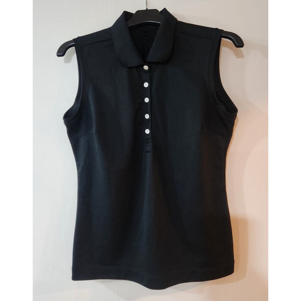 Nike Golf Dri-fit Medium Women's sleeveless black collared athletic tank top